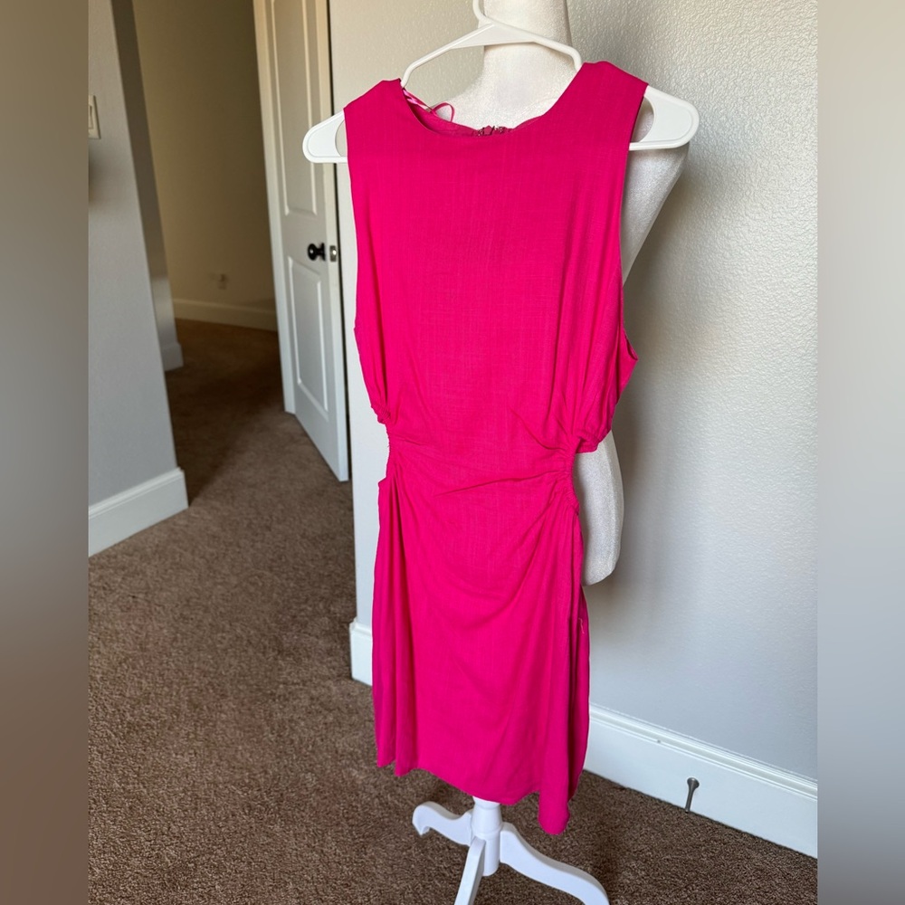 Hot pink cut out mini dress